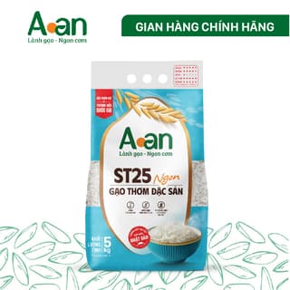 Gạo sạch A An ST25 Ngon túi 5kg chính hãng