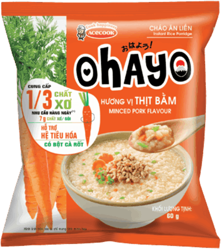 Cháo Ăn Liền Ohayo Hương Vị Thịt Bằm Acecook chính hãng Acecook