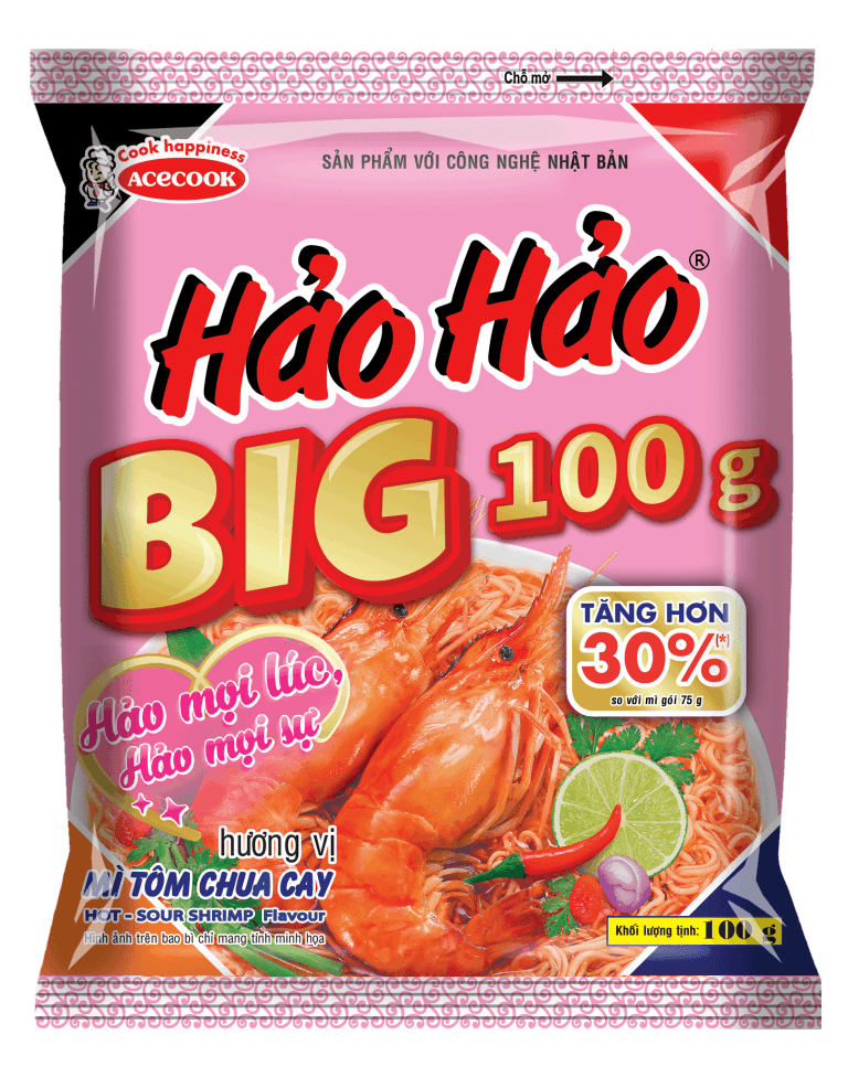Mì Hảo Hảo BIG Tôm Chua Cay 100g chính hãng Hảo Hảo
