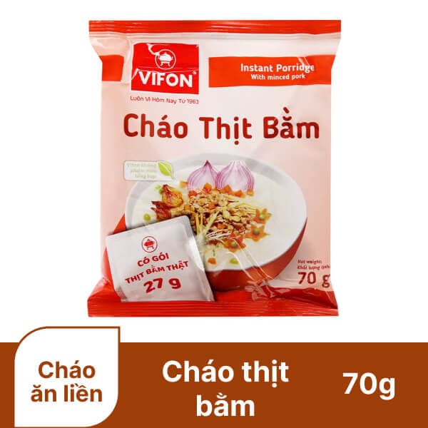 Cháo thịt bằm VIFON gói 70g (có gói thịt bằm thật) chính hãng VIFON