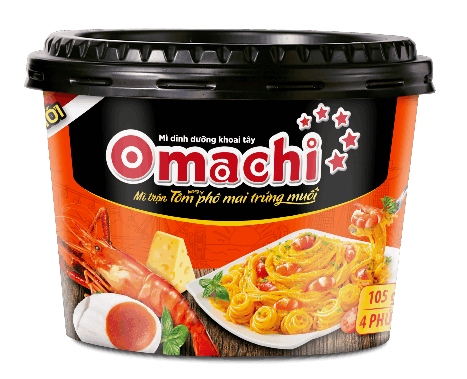 Mì Tô Omachi Tôm Phô Mai Trứng Muối 105g chính hãng Omachi