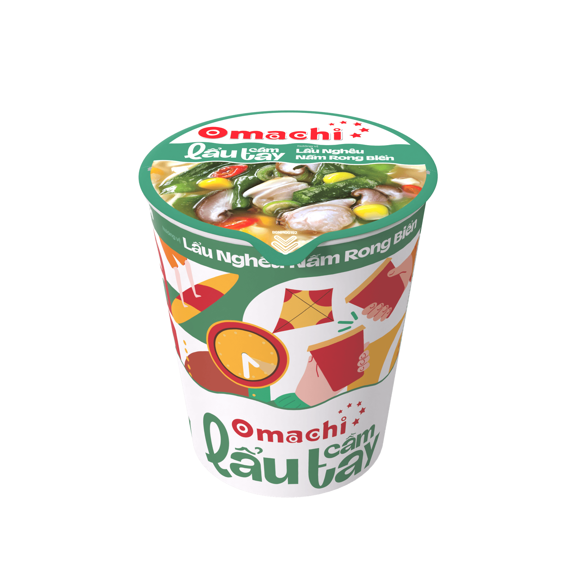 Mì Omachi Lẩu Cầm Tay Nghêu Nấm Rong Biển 63g chính hãng Omachi