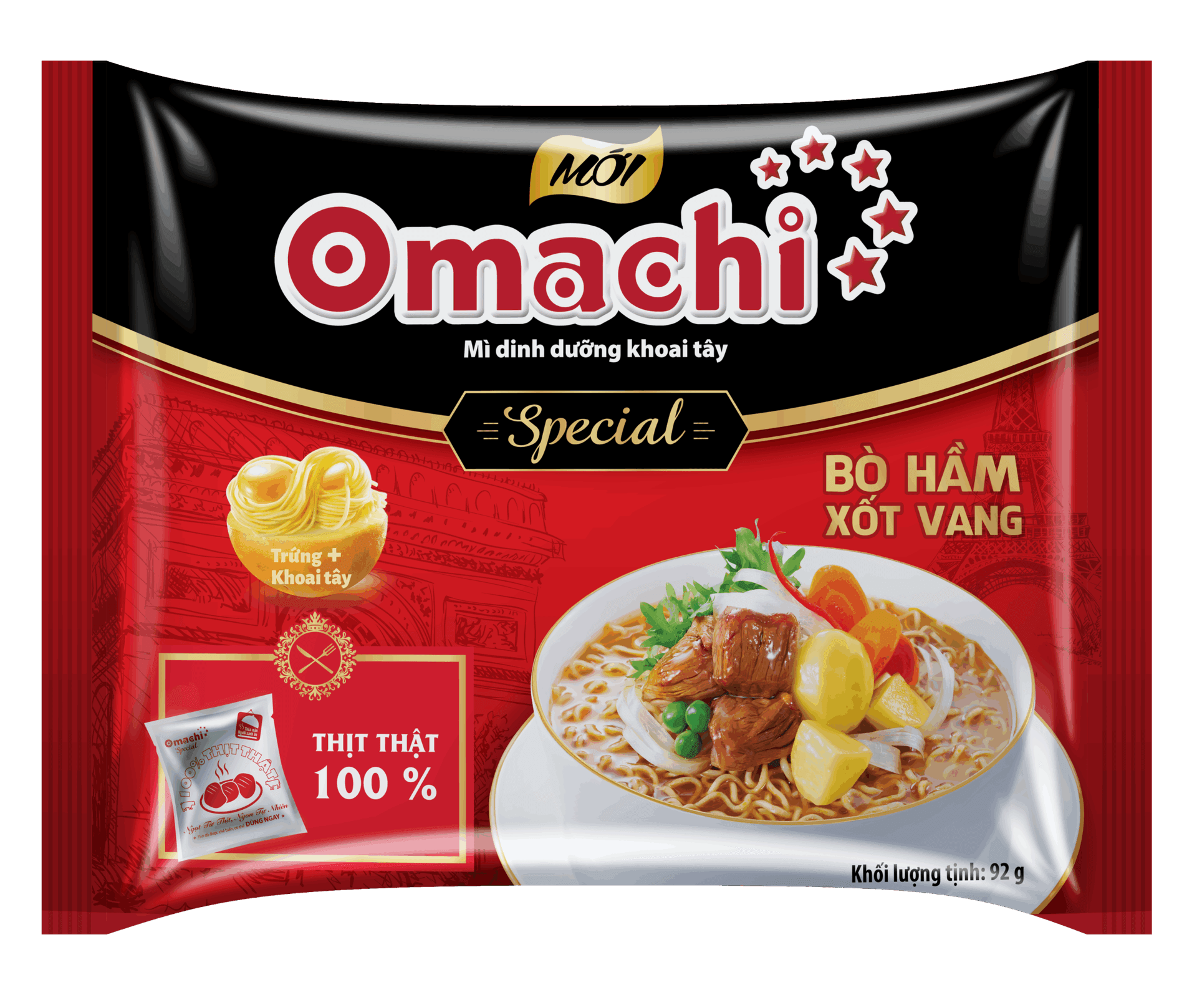 Mì Omachi Special Bò Hầm Xốt Vang 92g chính hãng Omachi