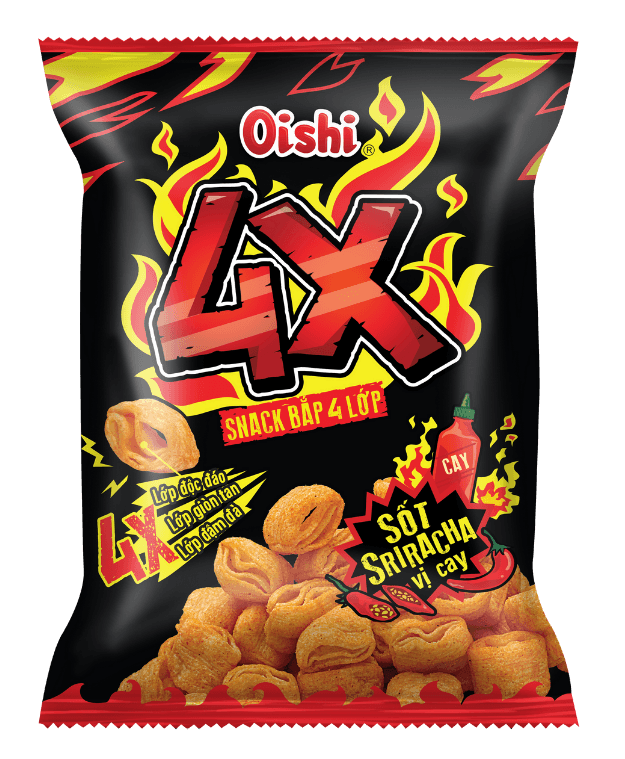 Snack Oishi 4X - Snack Bắp 4 Lớp chính hãng Oishi