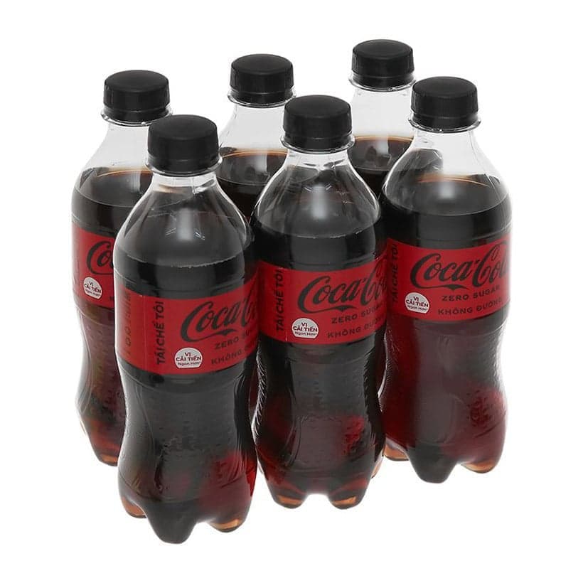 Lốc 6 chai nước Zero chai Coca-Cola 390ml chính hãng Coca-Cola