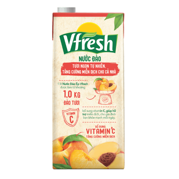 Nước đào Vfresh Vinamilkhộp 1 lít chính hãng VFRESH