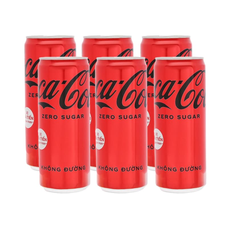 Lốc 6 lon nước giải khát Zero Coca-Cola không đường 330ml chính hãng Coca-Cola