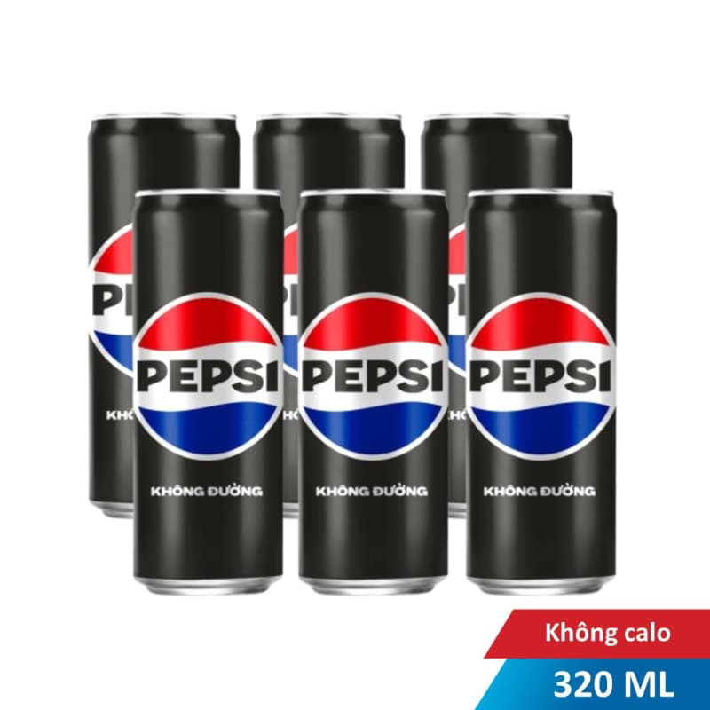 Lốc 6 lon nước giải khát Pepsi không calo 330ml chính hãng Pepsi