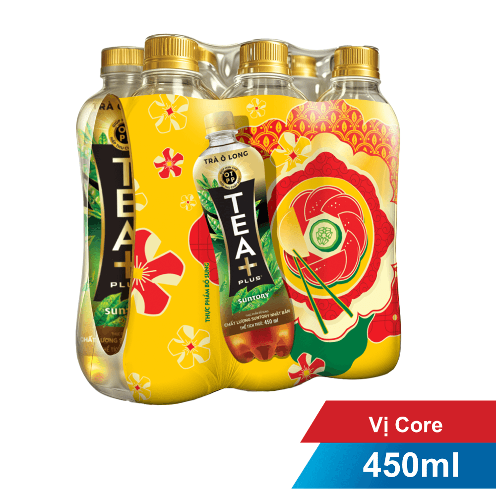 Lốc 6 chai TEA+ Trà olong 455ml chính hãng Tea+