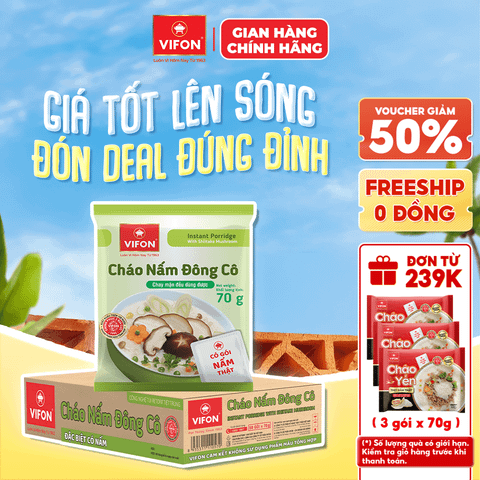 Thùng Cháo nấm đông cô VIFON 70g chính hãng VIFON