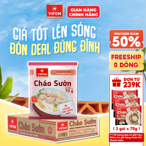Thùng Cháo thịt thật sườn VIFON 70g chính hãng VIFON