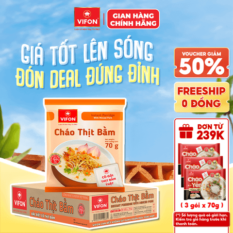Thùng Cháo thịt thật thịt bằm VIFON 70g chính hãng VIFON