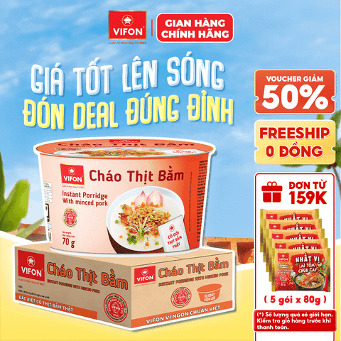 Thùng Cháo Thịt Thật Thịt Bằm VIFON 70g/Tô chính hãng VIFON
