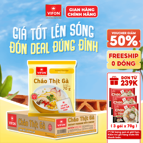 Thùng Cháo thịt thật thịt gà VIFON 70g chính hãng VIFON