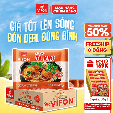 Thùng Hủ tiếu bò kho VIFON 65g chính hãng VIFON
