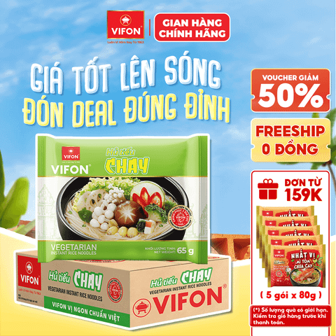 Thùng Hủ tiếu chay VIFON 65g chính hãng VIFON
