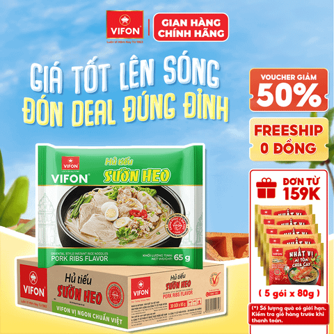 Thùng Hủ tiếu sườn heo VIFON 65g chính hãng VIFON