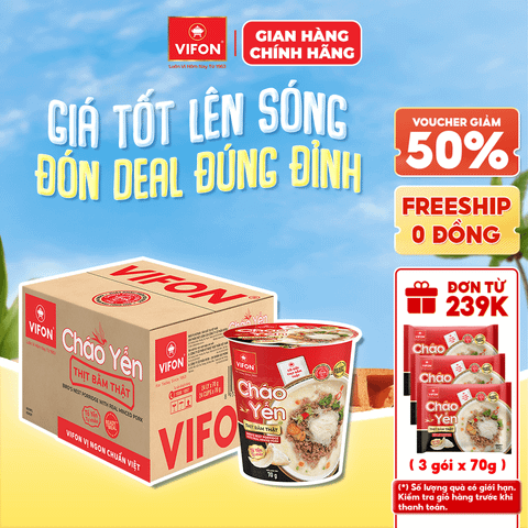 Thùng Cháo Yến Thịt Bằm Thật 70g (LY) chính hãng VIFON