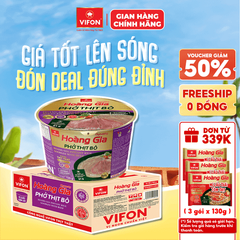 Thùng Tô hoàng gia phở thịt bò VIFON 120g chính hãng VIFON