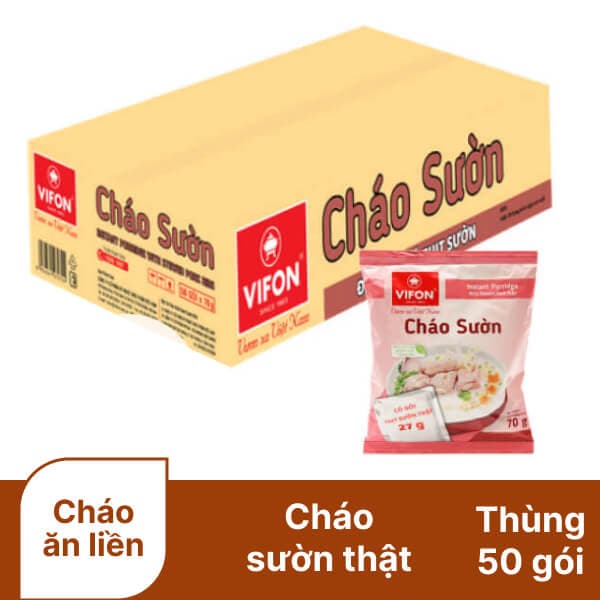 Thùng 50 gói cháo sườn VIFON 70g (có gói thịt sườn thật) chính hãng VIFON
