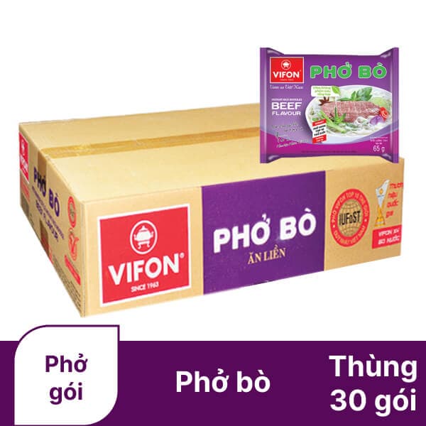 Thùng 30 gói phở bò VIFON 65g chính hãng VIFON