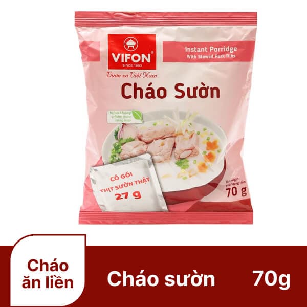 Cháo sườn VIFON gói 70g (có gói thịt sườn thật) chính hãng VIFON
