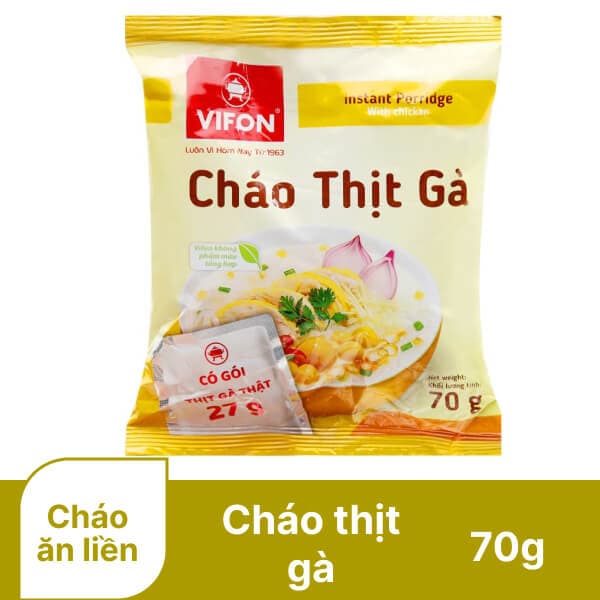 Cháo thịt gà VIFON gói 70g (có gói thịt gà thật) chính hãng VIFON