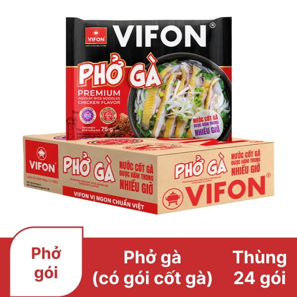 Thùng 24 gói phở gà VIFON 75g (có gói nước cốt gà) chính hãng VIFON