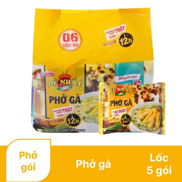 Lốc 5 gói phở gà Đệ Nhất gói 65g chính hãng Acecook