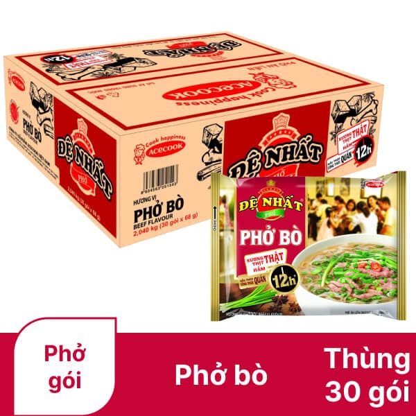 Thùng 30 gói phở bò Đệ Nhất 65g chính hãng Acecook