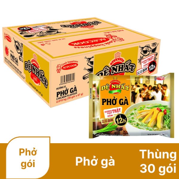 Thùng 30 gói phở gà Đệ Nhất 65g chính hãng Acecook