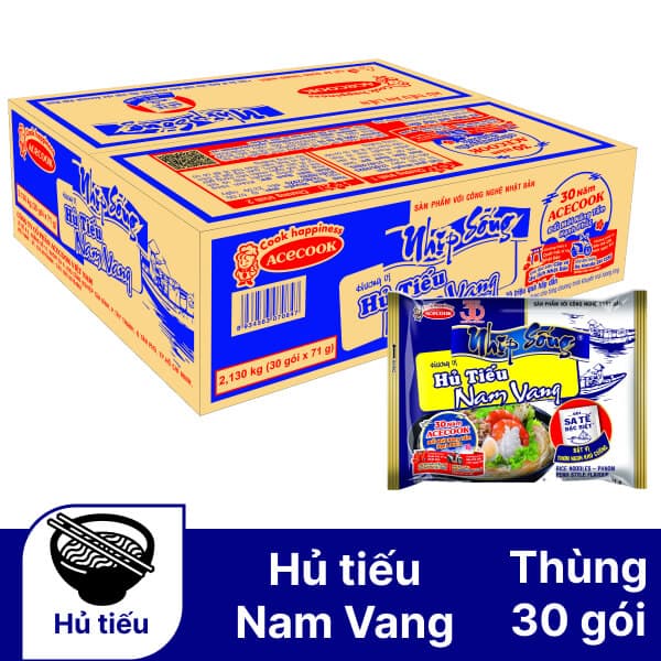 Thùng 30 gói hủ tiếu Nam Vang Nhịp Sống 71g chính hãng Acecook