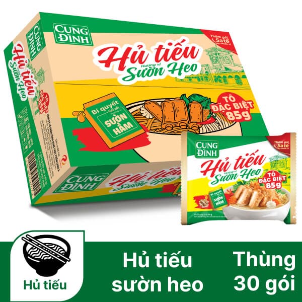 Thùng 30 gói hủ tiếu sườn heo Cung Đình 85g chính hãng Cung Đình