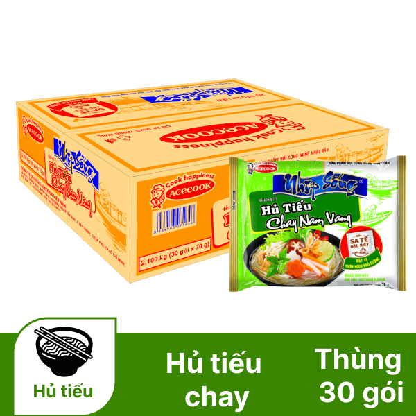 Thùng 30 gói hủ tiếu chay Nam Vang Nhịp Sống 66g chính hãng Acecook