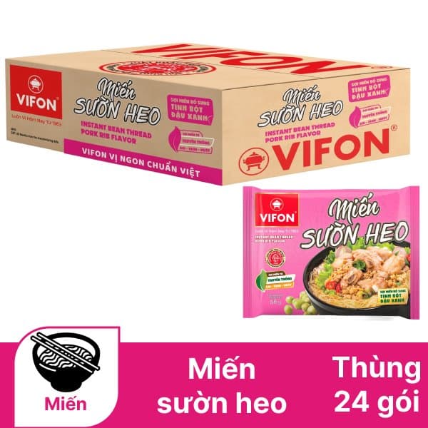 Thùng 24 gói miến sườn heo VIFON 58g chính hãng VIFON