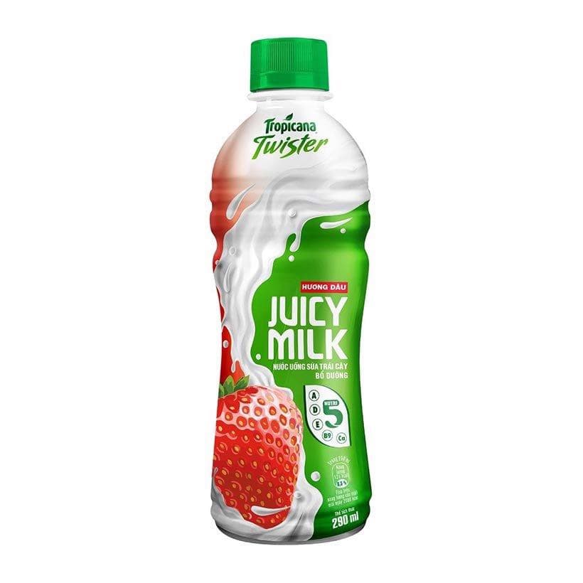 Lốc 6 chai Twister Nước dâu sữa juicy milk290/320ml chính hãng Twister