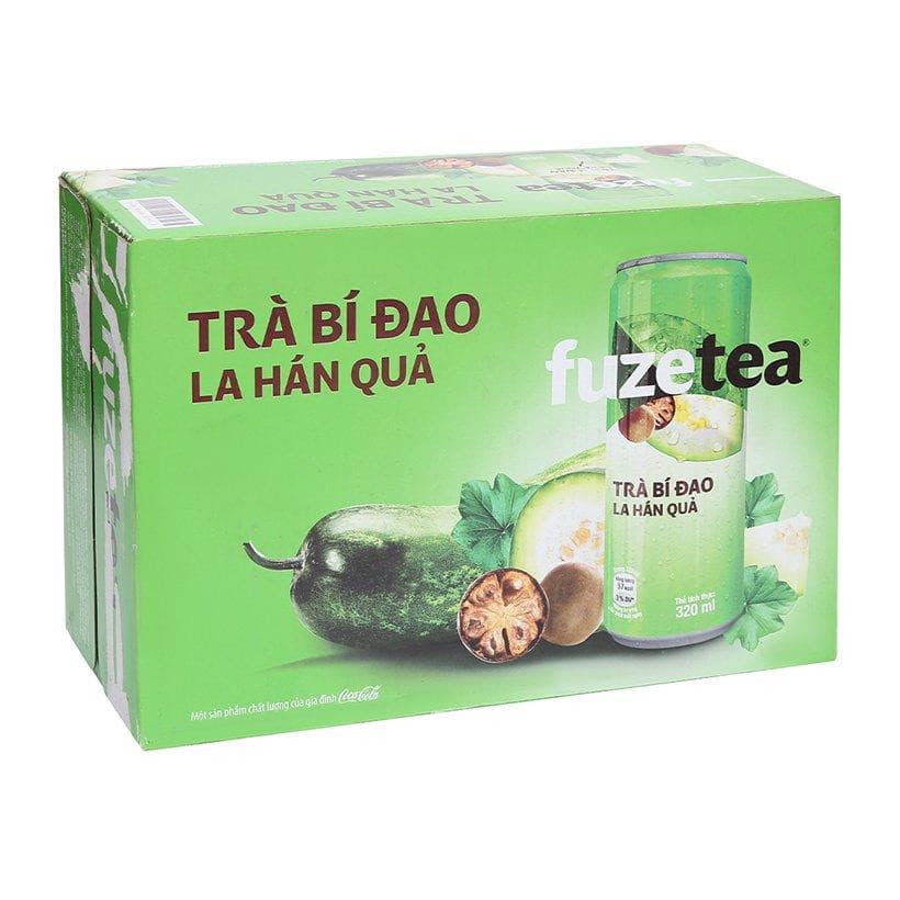 Trà bí đao Coca la hán quả thùng 24 lon x 320ml chính hãng Fuzetea