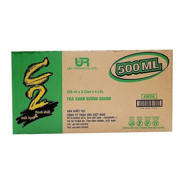 Trà xanh hương chanh C2 thùng 24 chai x 500ml chính hãng C2