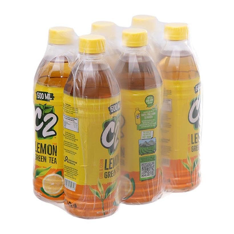 Lốc 6 chai trà xanh C2 hương chanh 500ml chính hãng C2
