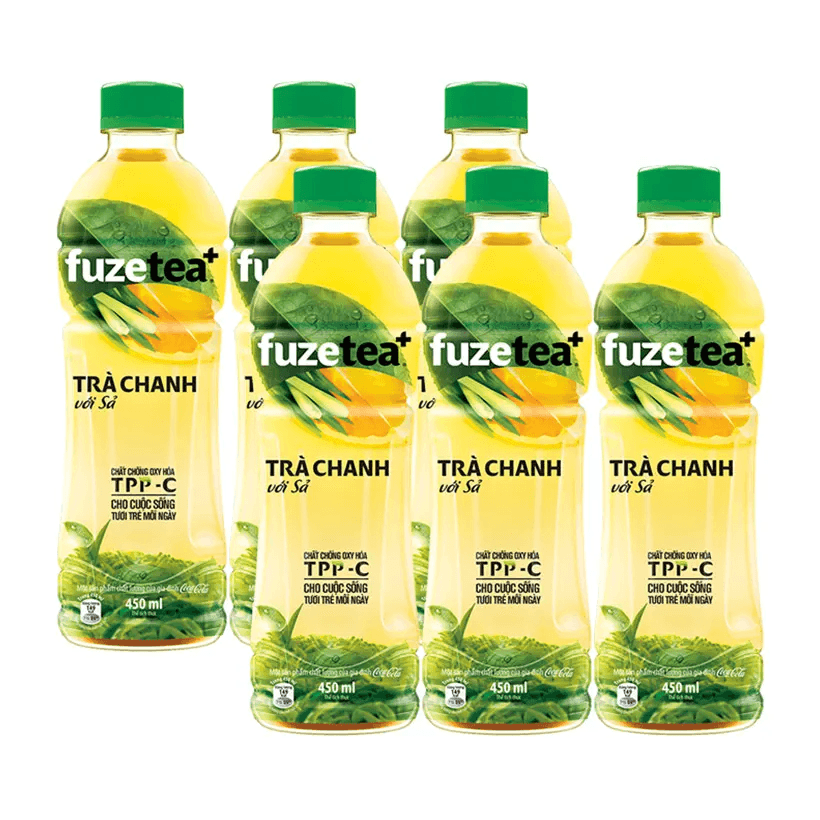 Lốc 6 chai trà chanh với sả Fuzetea + 450ml chính hãng Fuzetea
