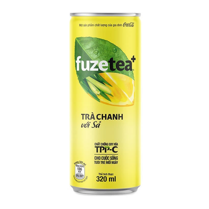 Nước trà chanh sả Fuzetea lon 320ml chính hãng Fuzetea