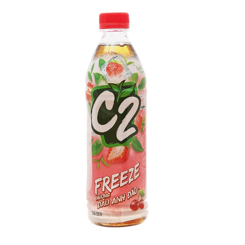 Trà đen hương dâu anh đào C2 Freeze chai 455ml chính hãng C2