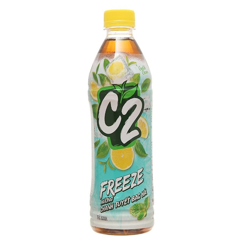 Trà xanh hương chanh tuyết bạc hà Freeze chai 455ml chính hãng C2
