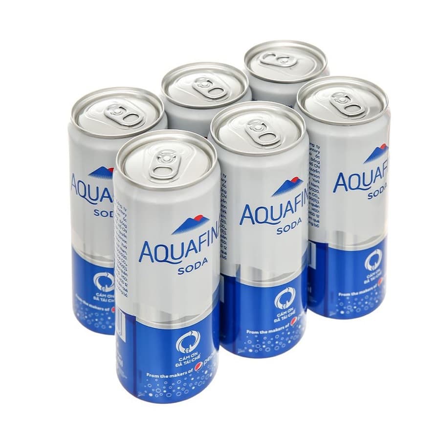 Lốc 6 lon nước uống có ga Soda Aquafina 320ml chính hãng Aquafina