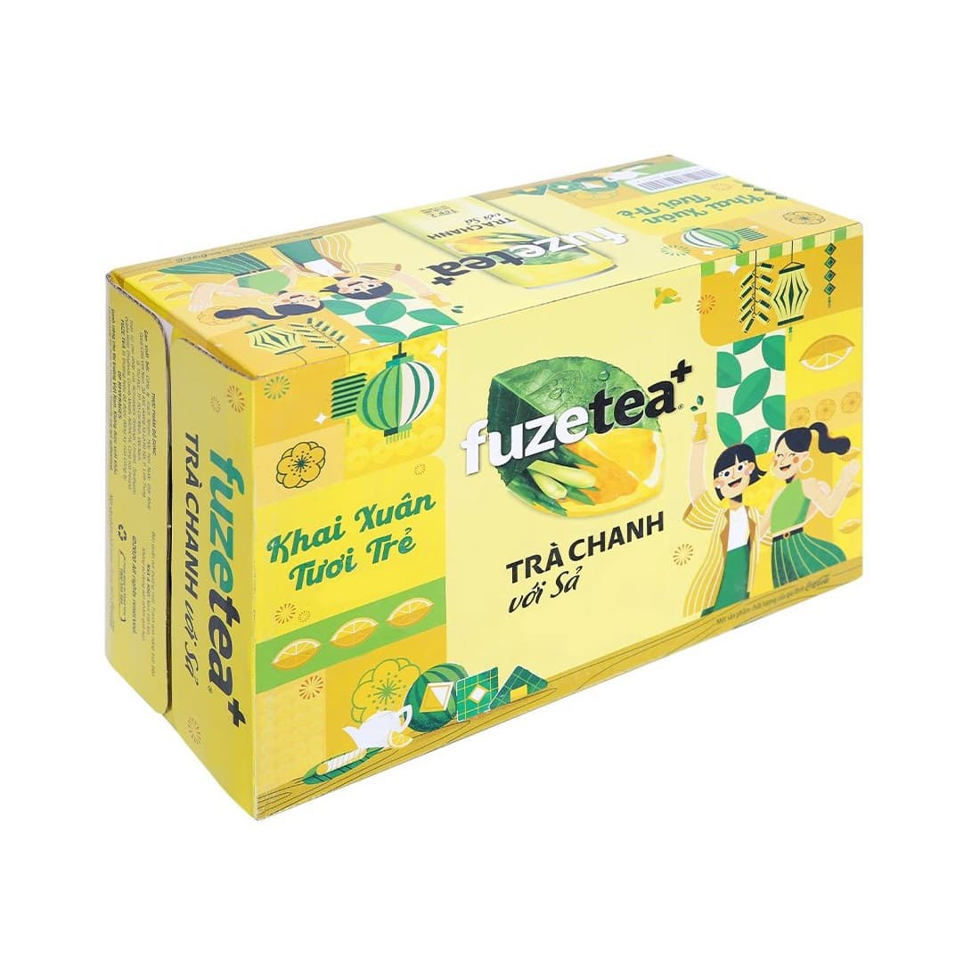 Thùng 24 lon nước trà chanh sả Fuzetea 320ml chính hãng Fuzetea