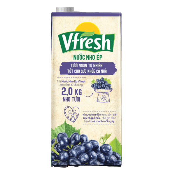 Nước nho ép Vfresh Vinamilk hộp 1 lít chính hãng VFRESH
