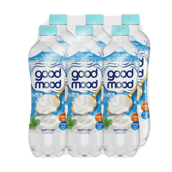 Lốc 6 chai nước giải khát không ga Good Mood vị sữa chua 455ml chính hãng Good Mood