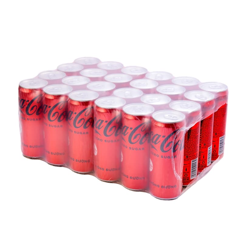 Thùng 24 lon nước giải khát Zero Coca-Cola không đường 330ml chính hãng Coca-Cola
