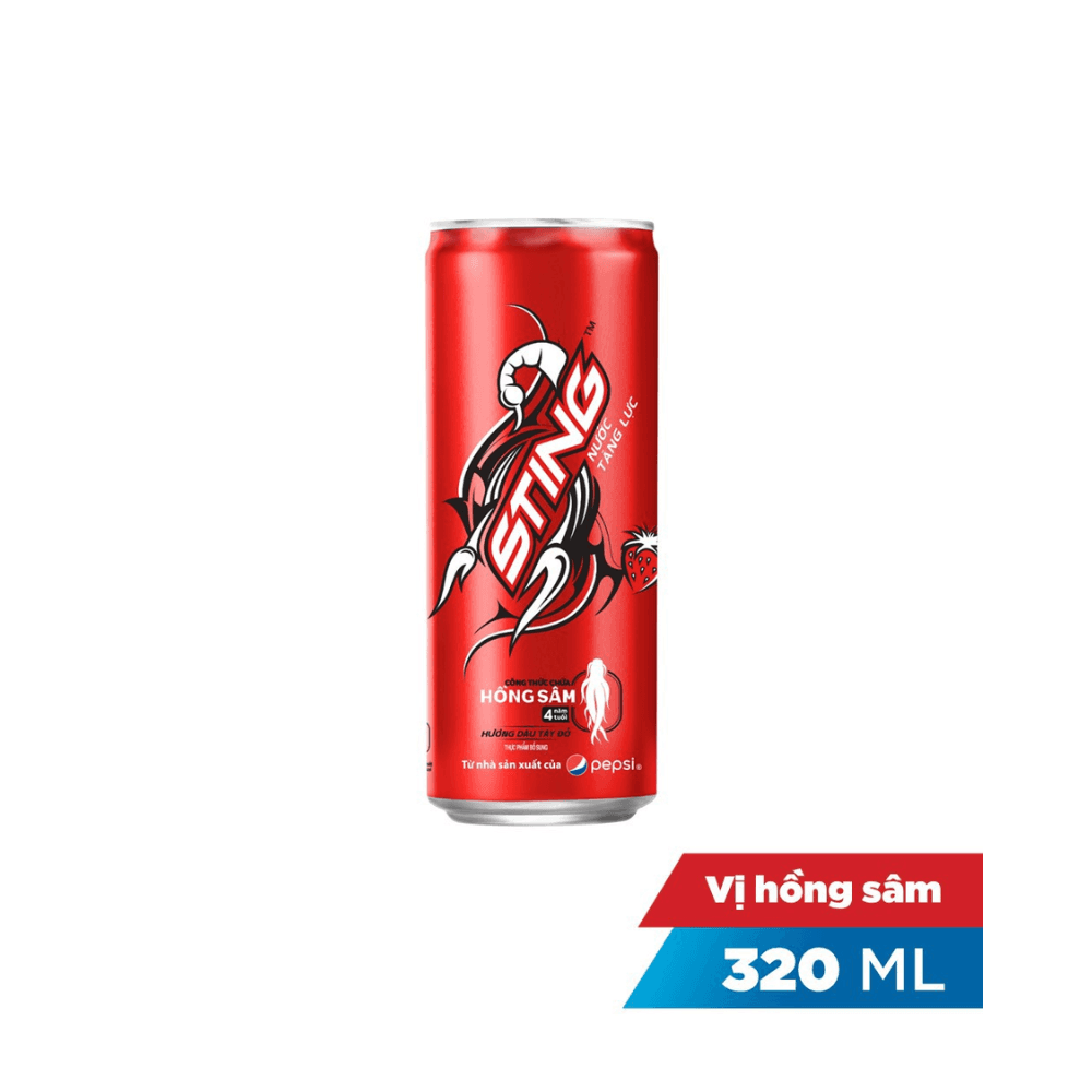 Nước tăng lực Sting hương dâu lon 330ml chính hãng Sting