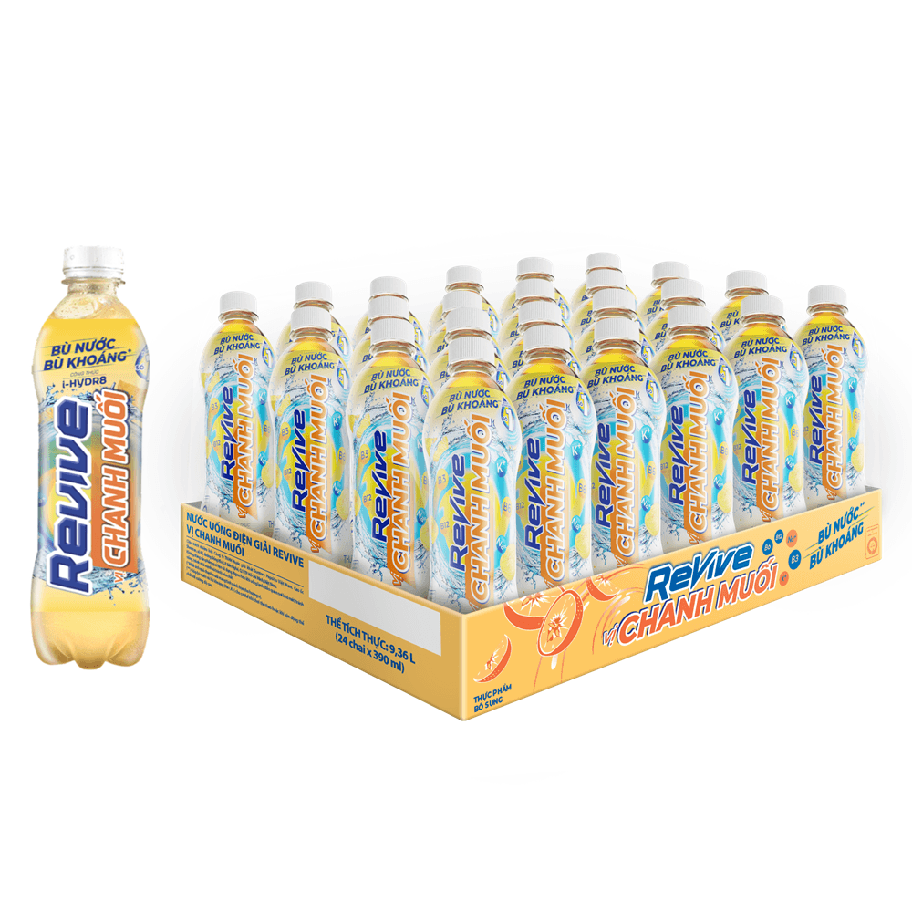 Thùng 24 chai 7Up Revive chanh muối 390ml chính hãng 7Up
